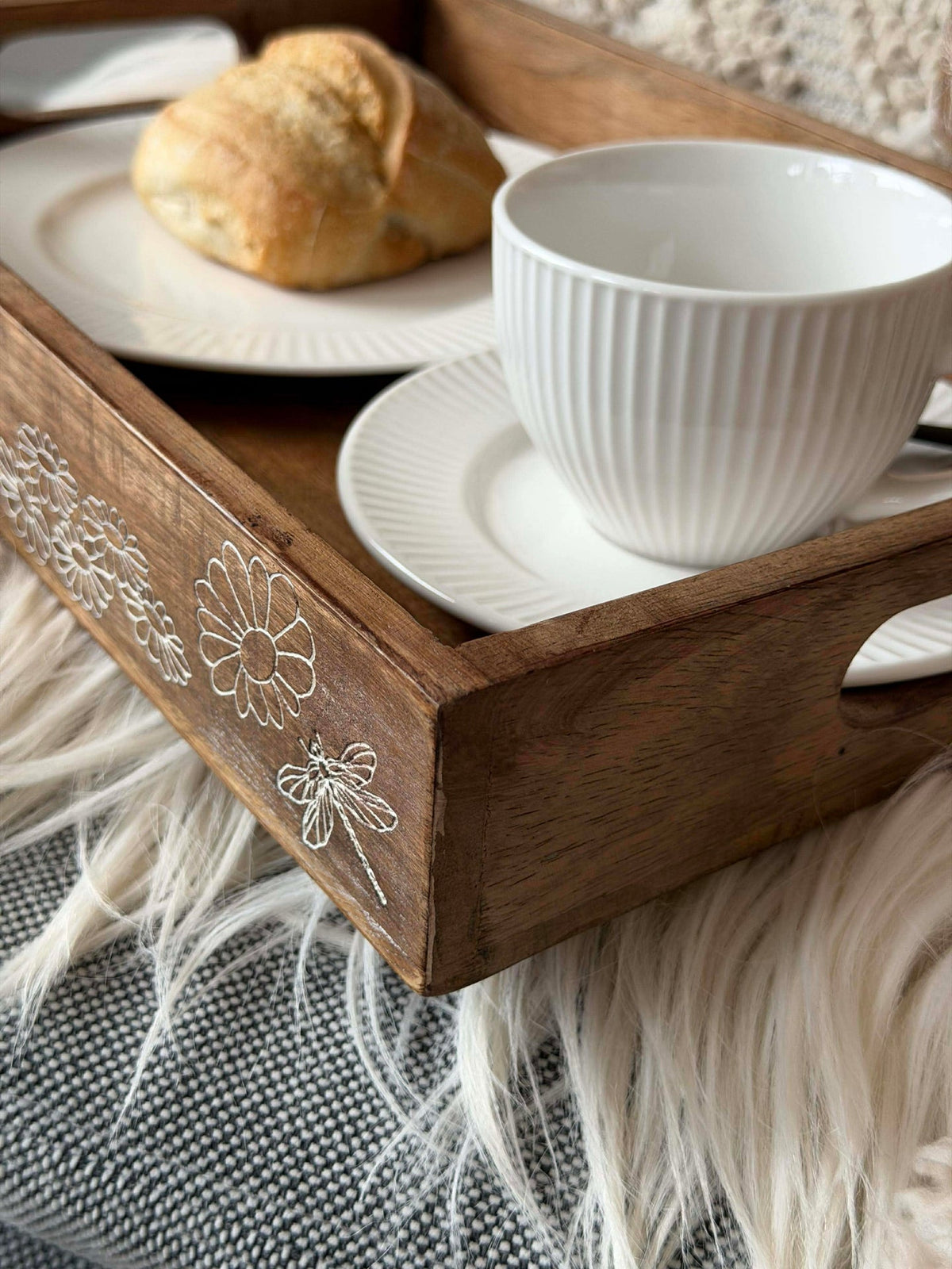 Plateau en bois de manguier - Set de 2 pièces