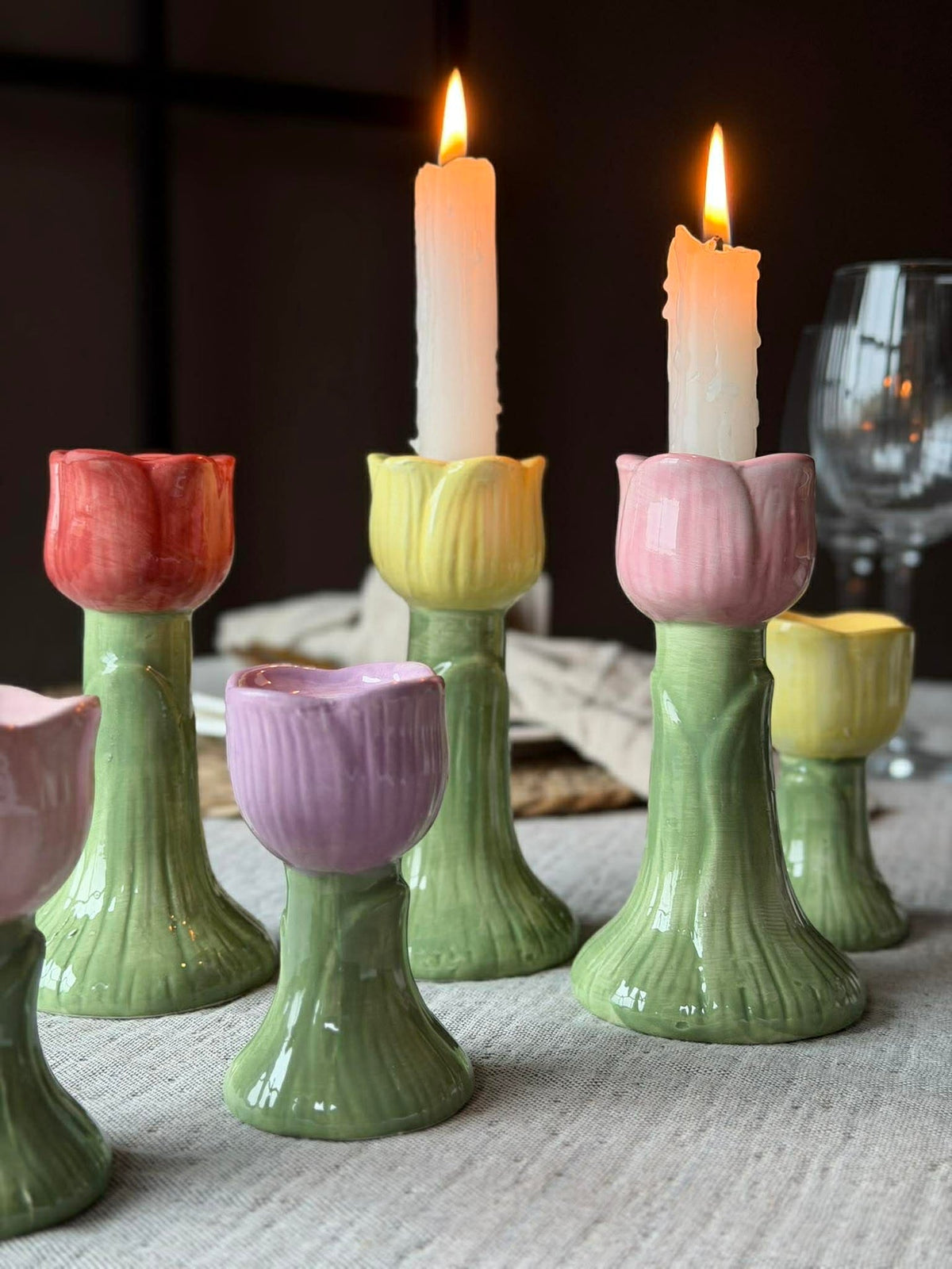 Bougeoir Tulipe 9 cm - Plusieurs couleurs