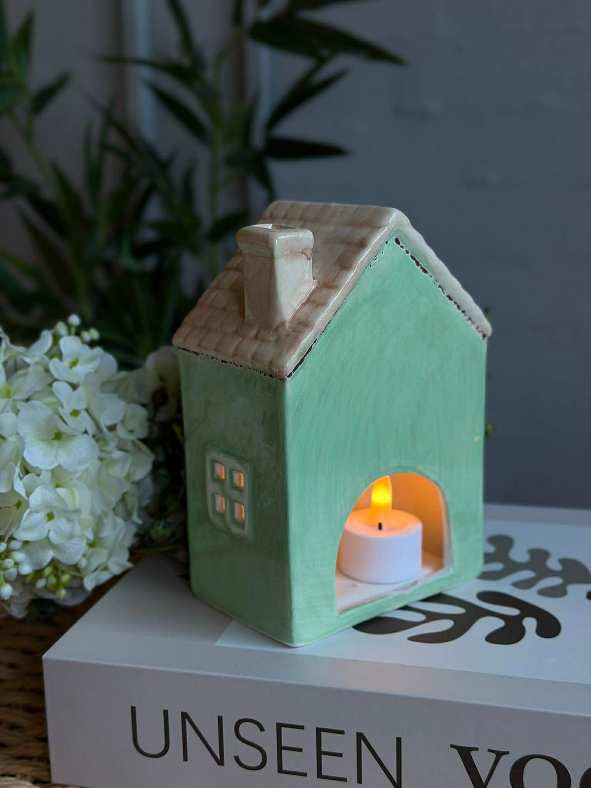 Maison photophore avec cœur - Vert