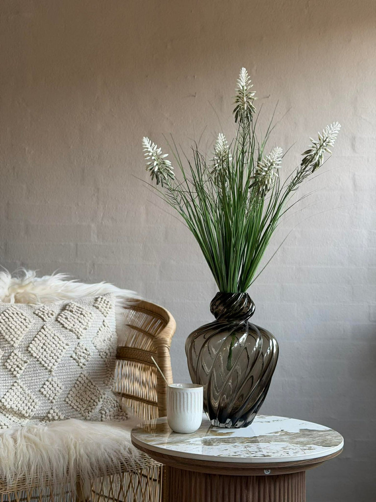 Lupin Blanc en bouquet pour intérieur et extérieur - 70 cm