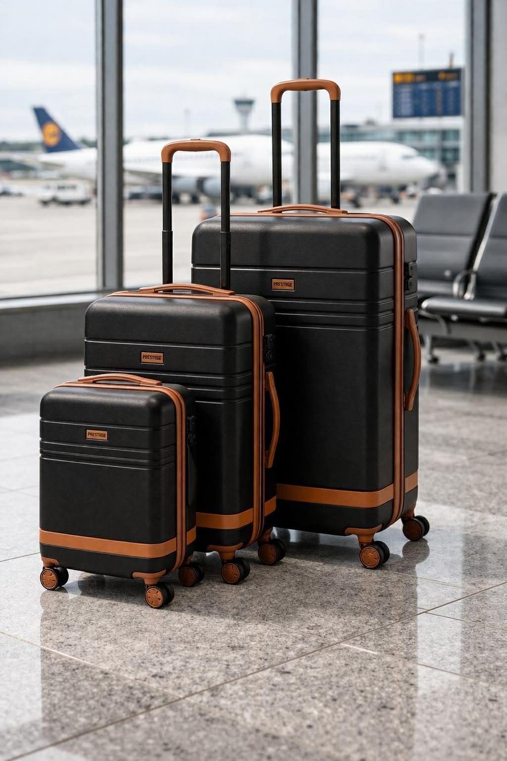 Ensemble de valises noir/marron - Lot de 3 pièces