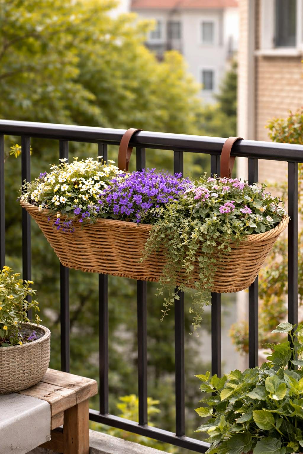 Jardinière de balcon en rotin - plusieurs tailles