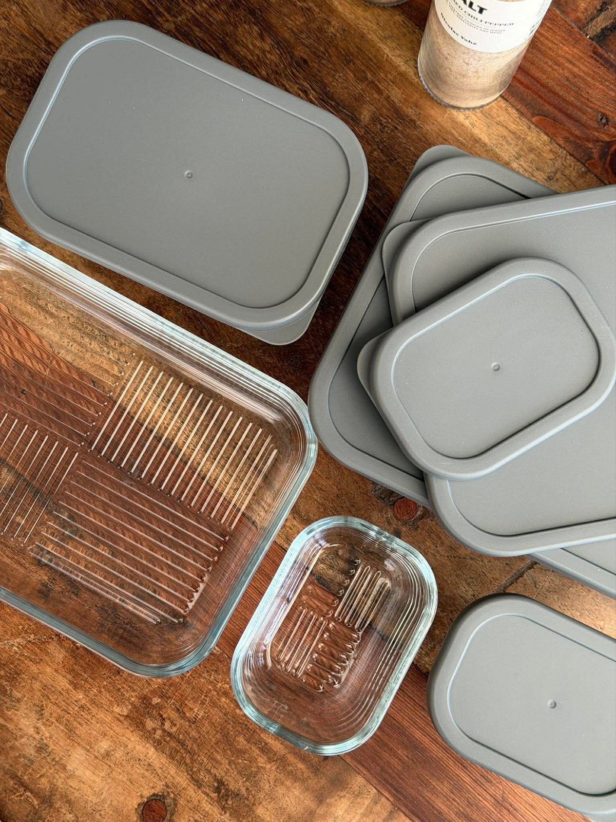 Boîtes de conservation en VERRE avec couvercle – Set de 5 pièces