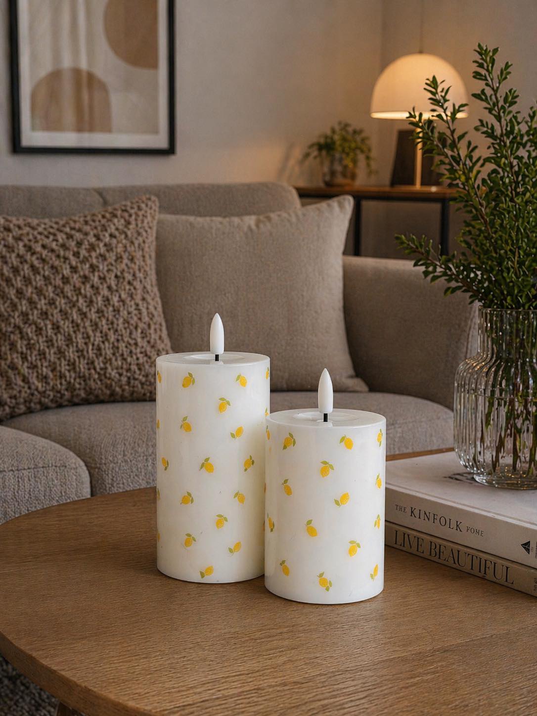 LED Bougies Bloc TWINKLE Citrus - Lot de 2 pcs