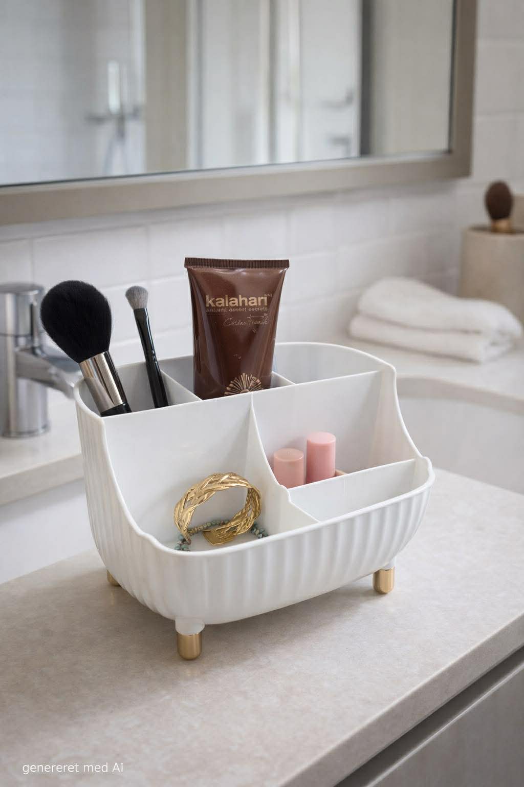 Organisateur de maquillage 6 compartiments- Blanc