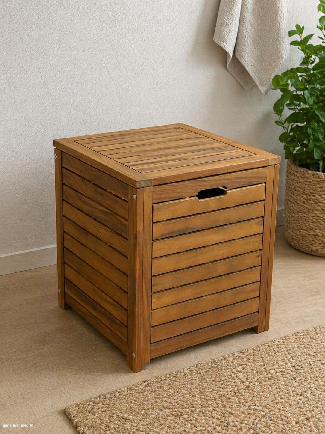 Panier à linge en acacia