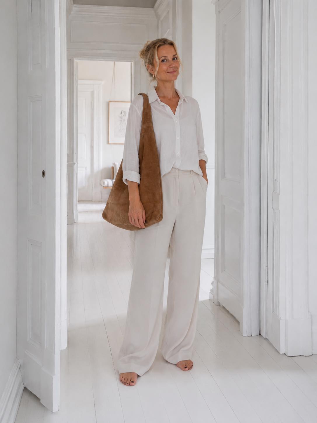 Shopper daim - Nude brown