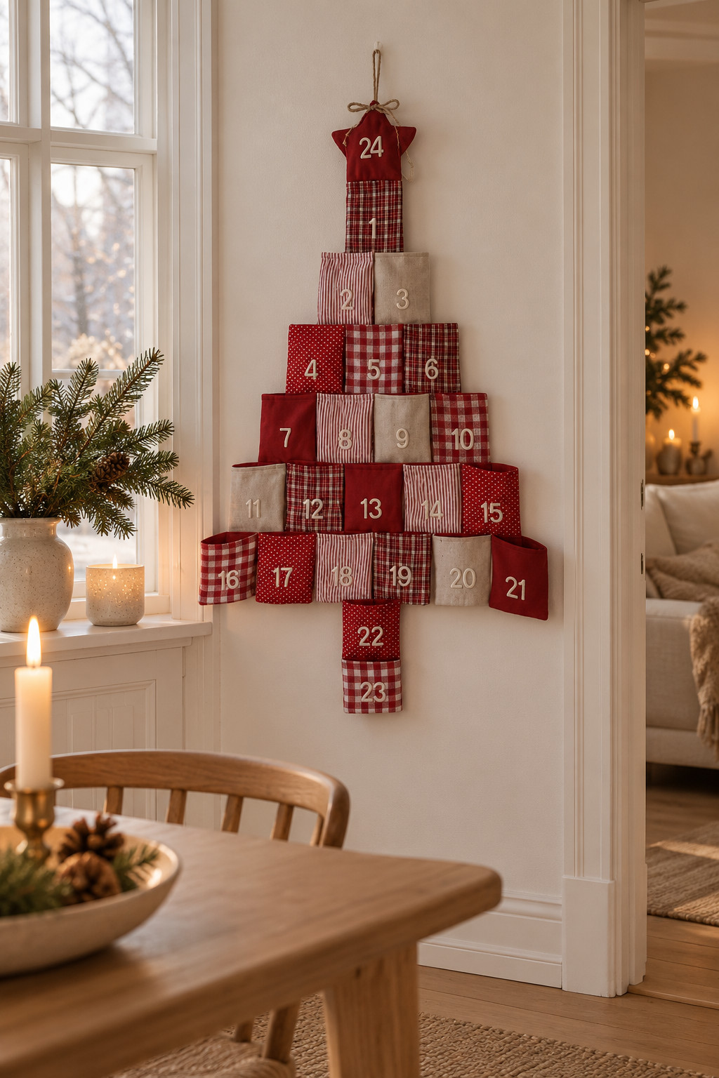 Calendrier de l’Avent – Calendrier en tissu rouge