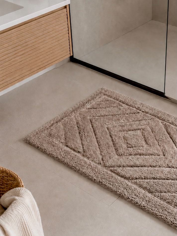 Tapis de bain à rectangles - Plusieurs couleurs