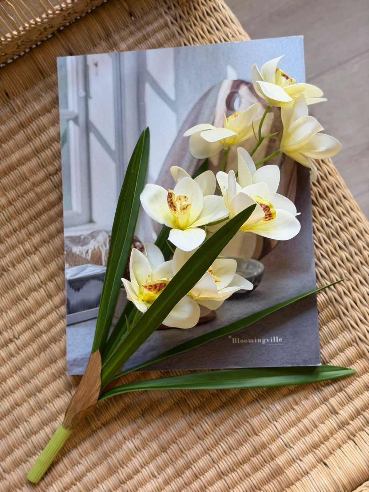 Tige d’orchidée - 43 cm Blanc / jaune