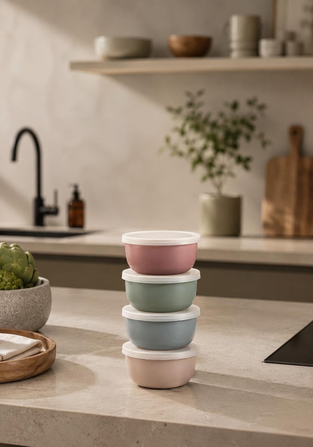 Bol à couvercle PASTEL – Lot de 4 bols