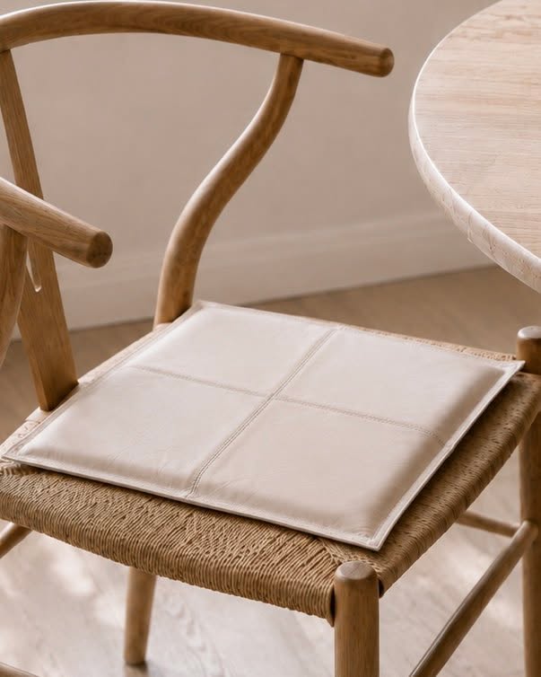 Coussin en cuir - Beige 38x38cm