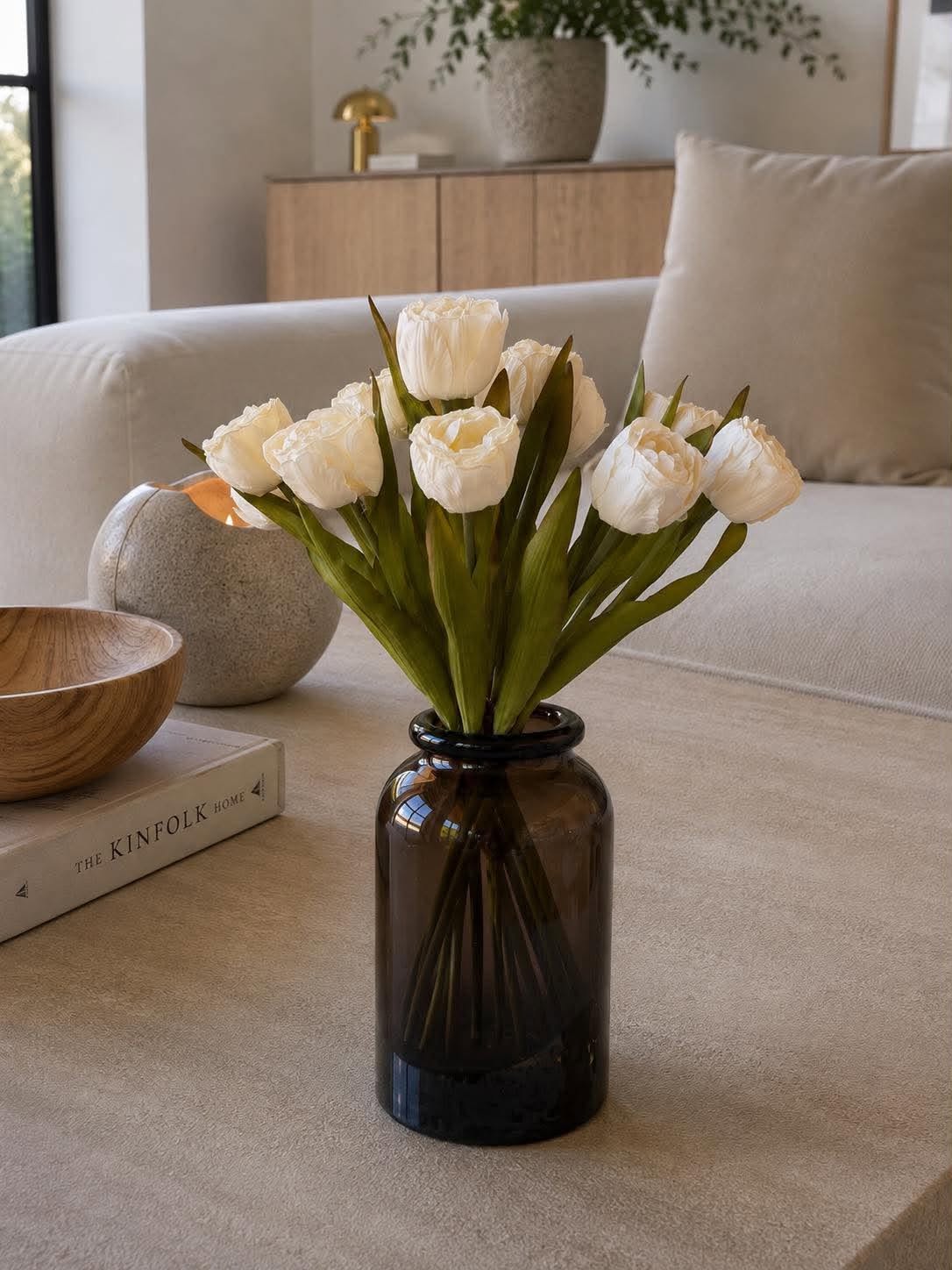 Bouquet de tulipes en soie - Crème