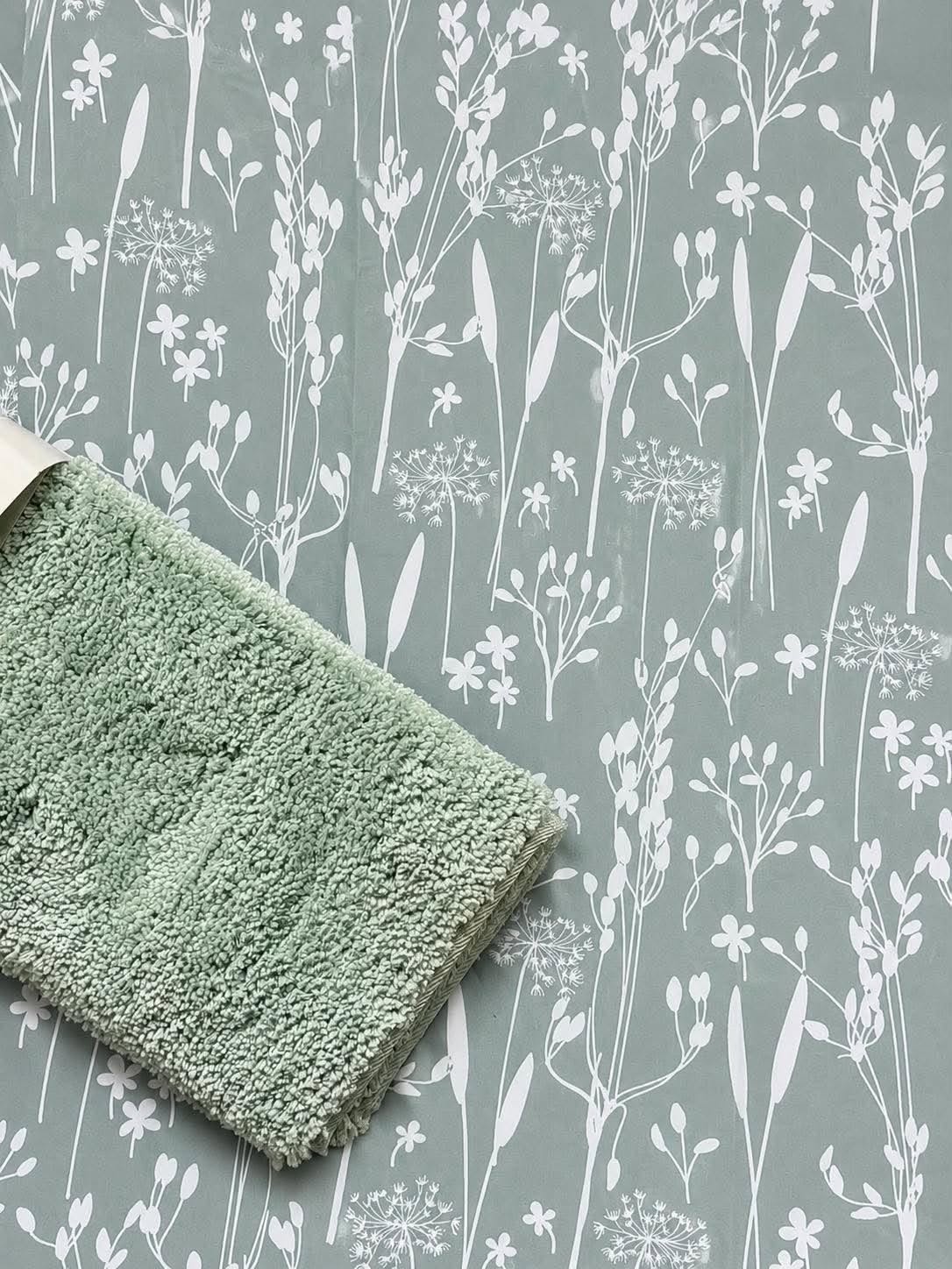 Ensemble de salle de bains : rideau de douche & tapis de bain / Vert