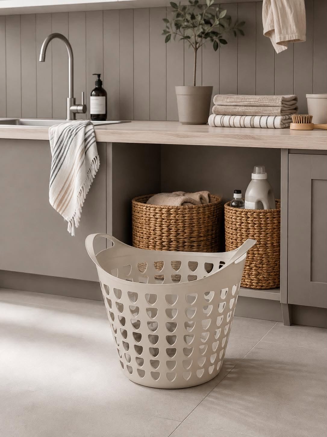 Panier à linge - Beige