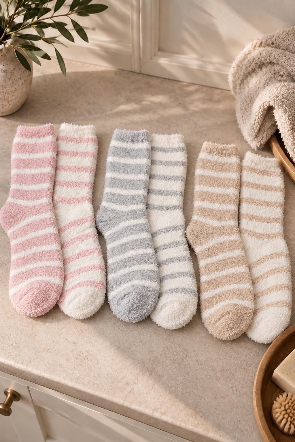 Chaussettes 2 paires COZY - Rayures MIX