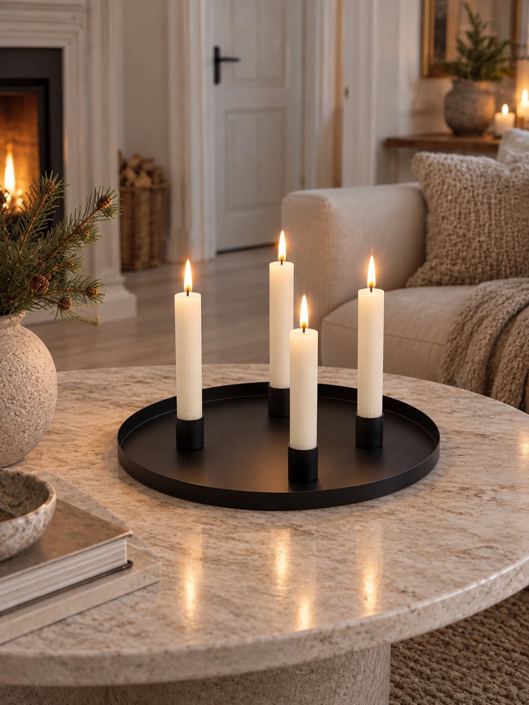 Plateau avec 4 chandeliers - Black