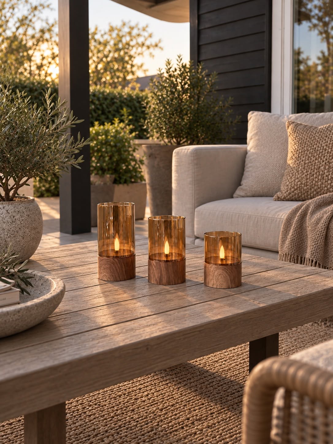 Lot de 3 bougies - Convient à une utilisation en intérieur comme en extérieur