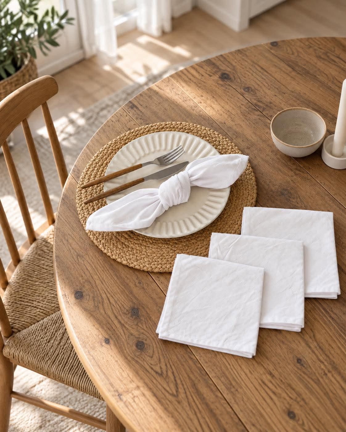 Serviettes de table blanches - 4 pcs