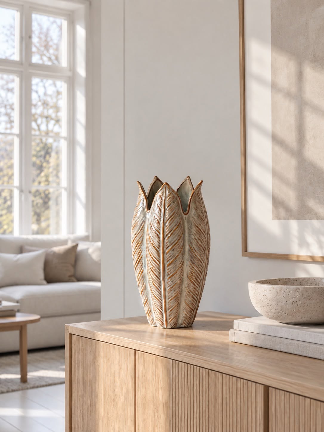 Vase en grès 28 cm - Brun