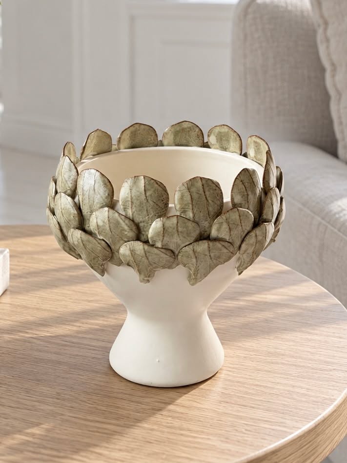 Coupe avec feuilles - Blanche