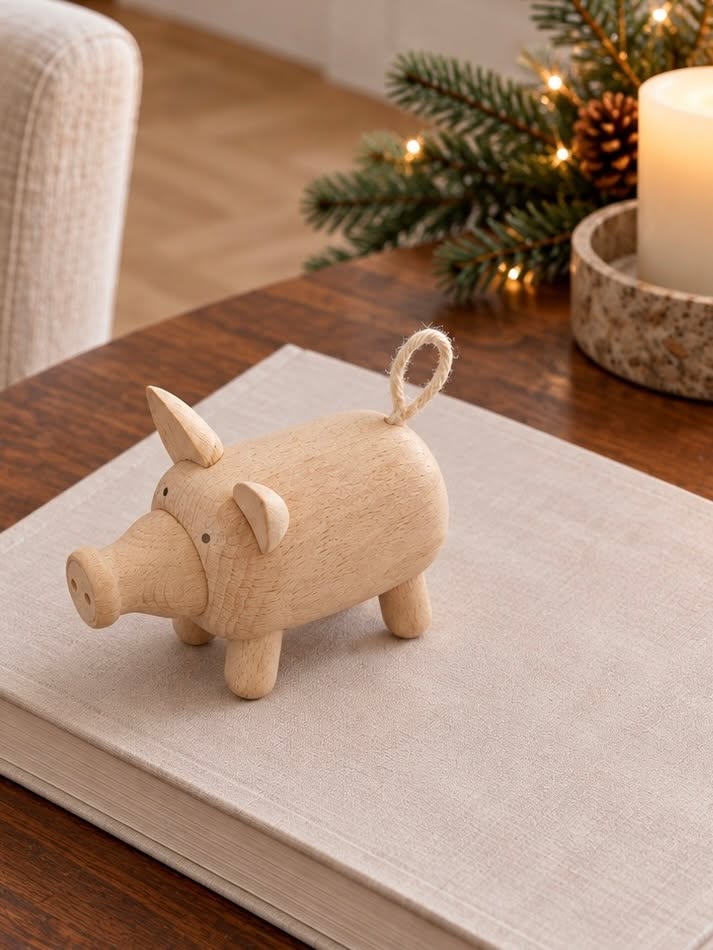 Cochon en hêtre – figurine en bois