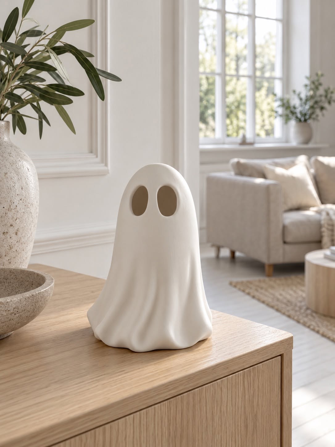 Fantôme avec éclairage LED - céramique – Halloween