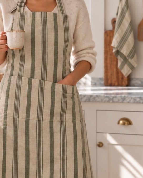 Tablier vert rayé – coton