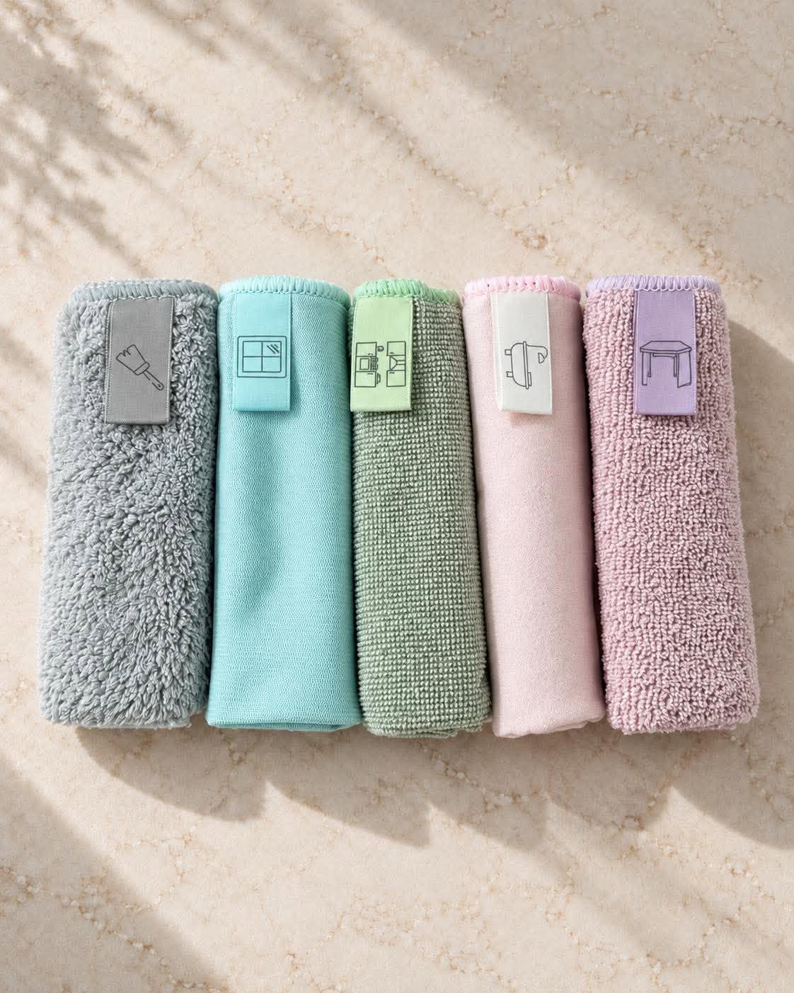 Lot de 5 chiffons en microfibre – réutilisables