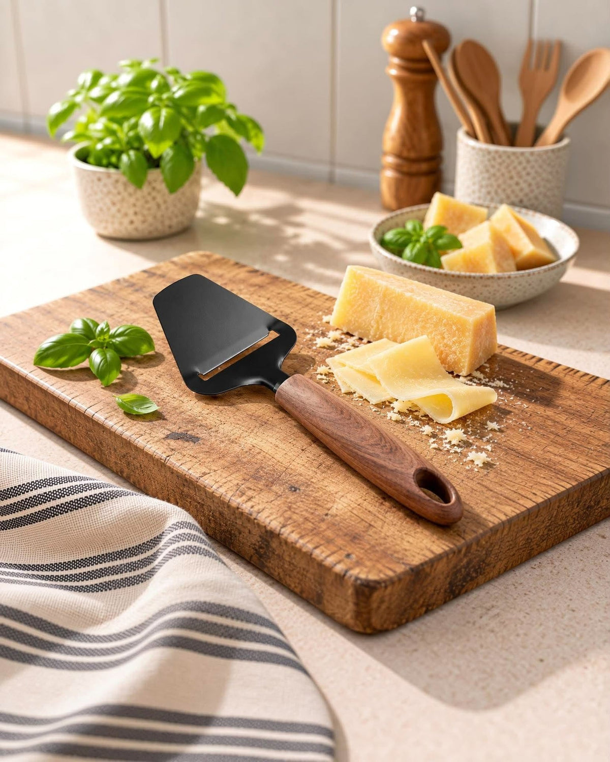 Rabot à fromage - Noire avec poignée en bois