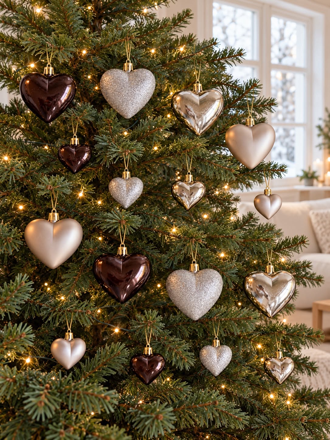 Boules de Noël 16 cœurs – couleur ambre