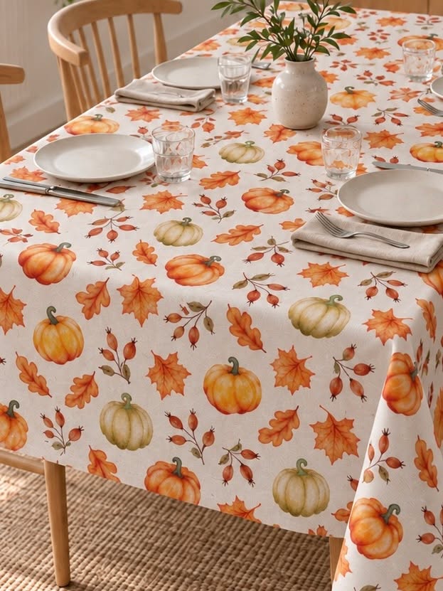 Nappe Citrouille - 240 cm – Imprimé automnal