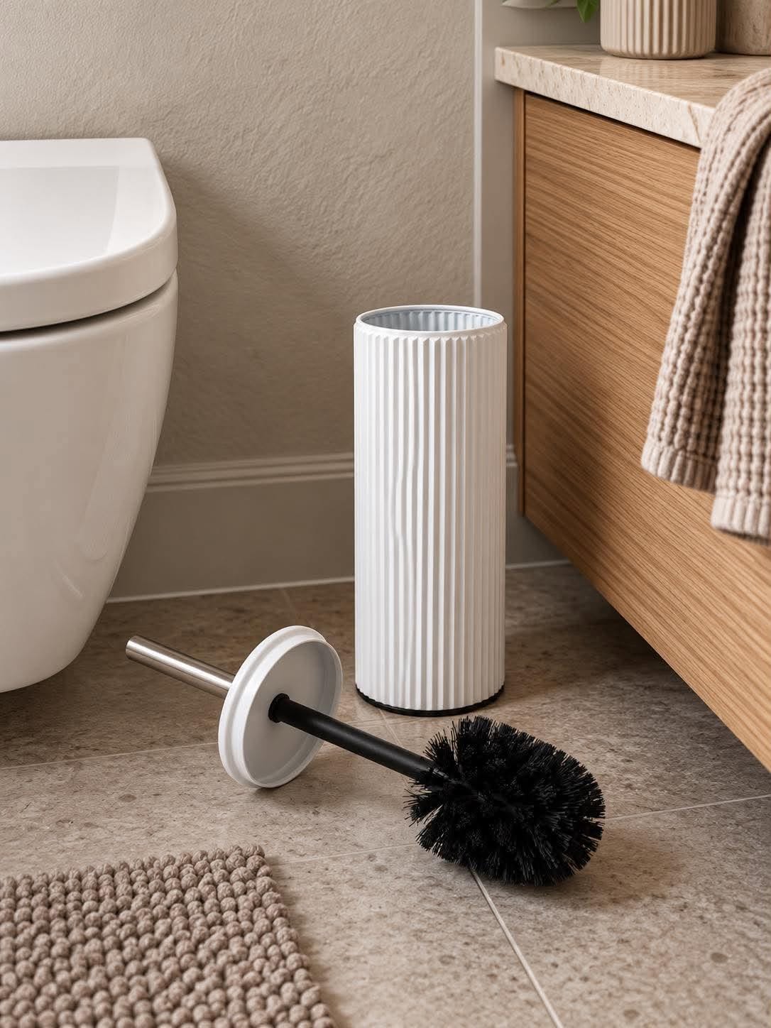 Brosse WC cannelée - Blanche