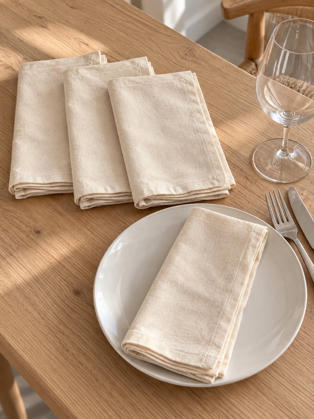Serviettes de table 4 pièces - Naturel