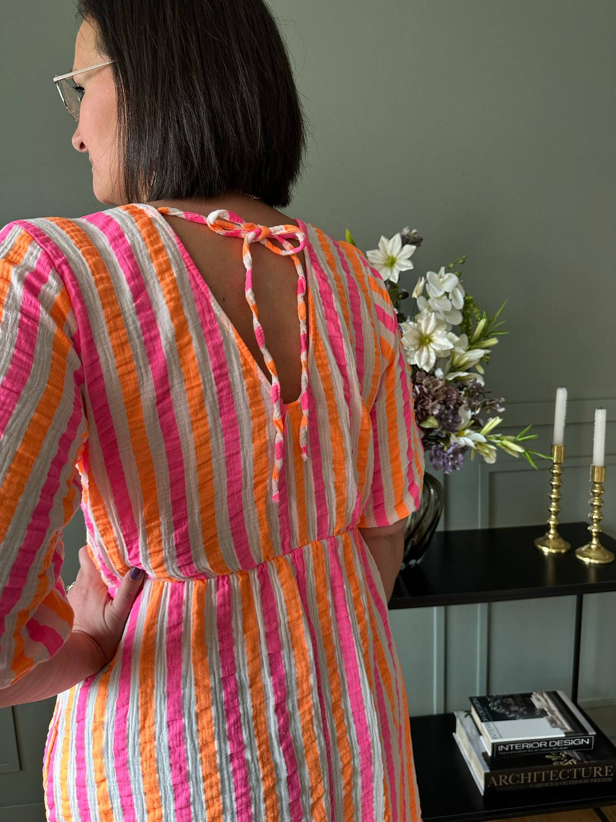 Robe Andrea - Stripe Fuxia/Orange