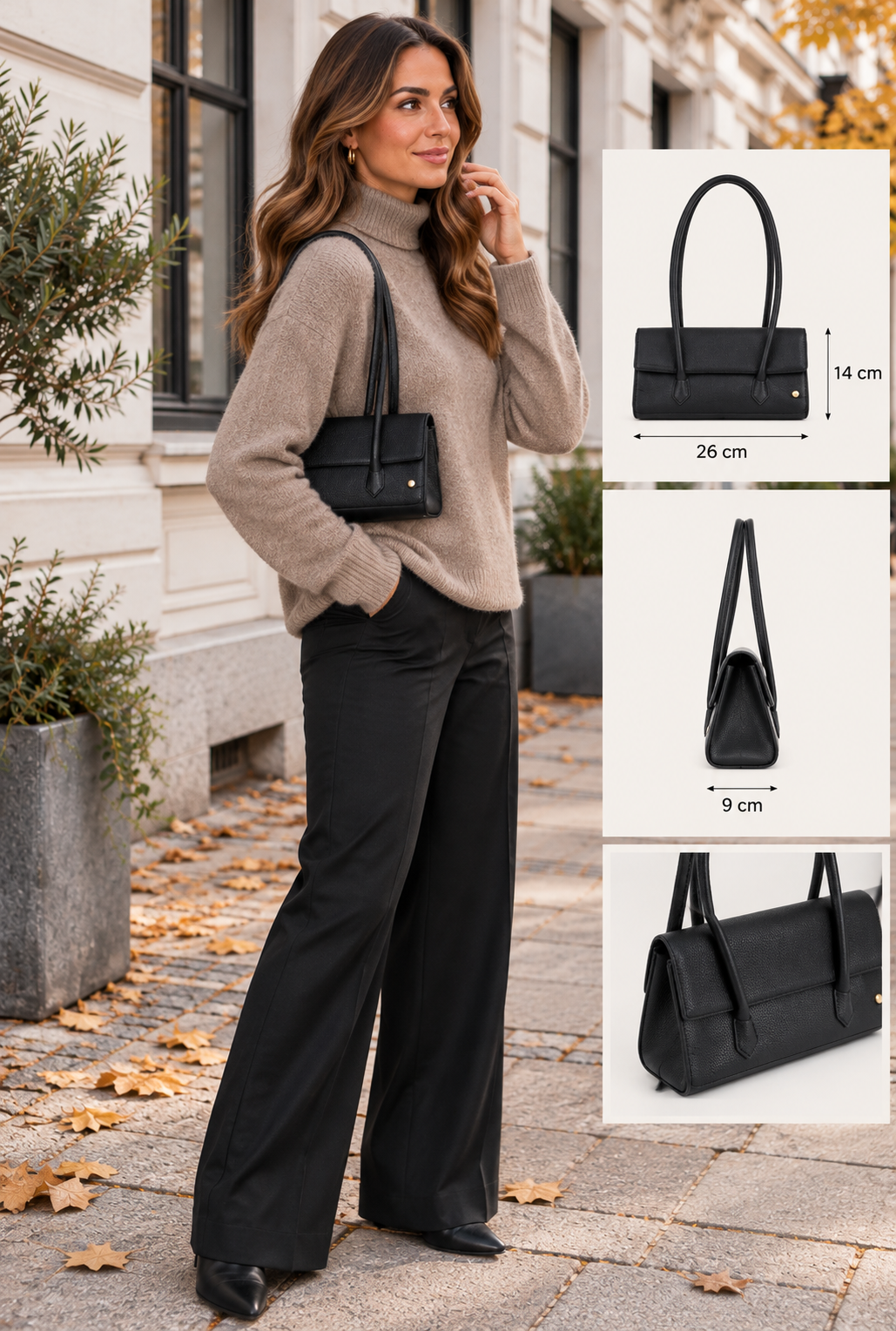 Sac à bandoulière Recife – cuir noir