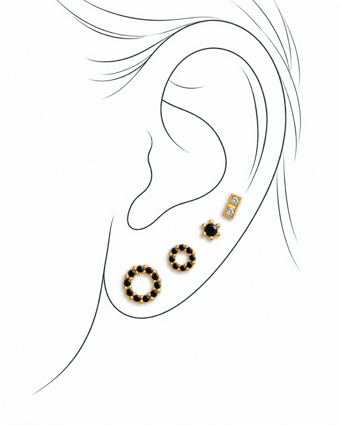 Puces d’oreilles assortiment 4 pcs - argent sterling plaqué or