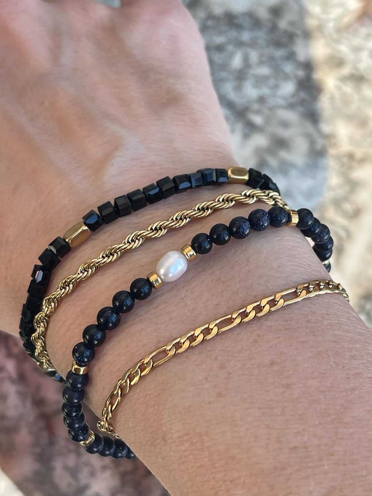 Bracelets Erika black - Lot de 4 bracelets