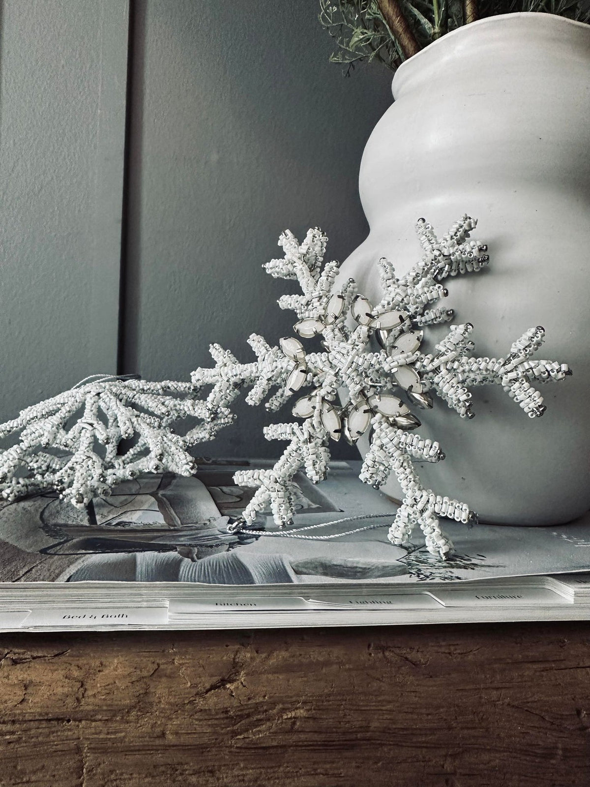 Décoration de Noël argent / blanc mix
