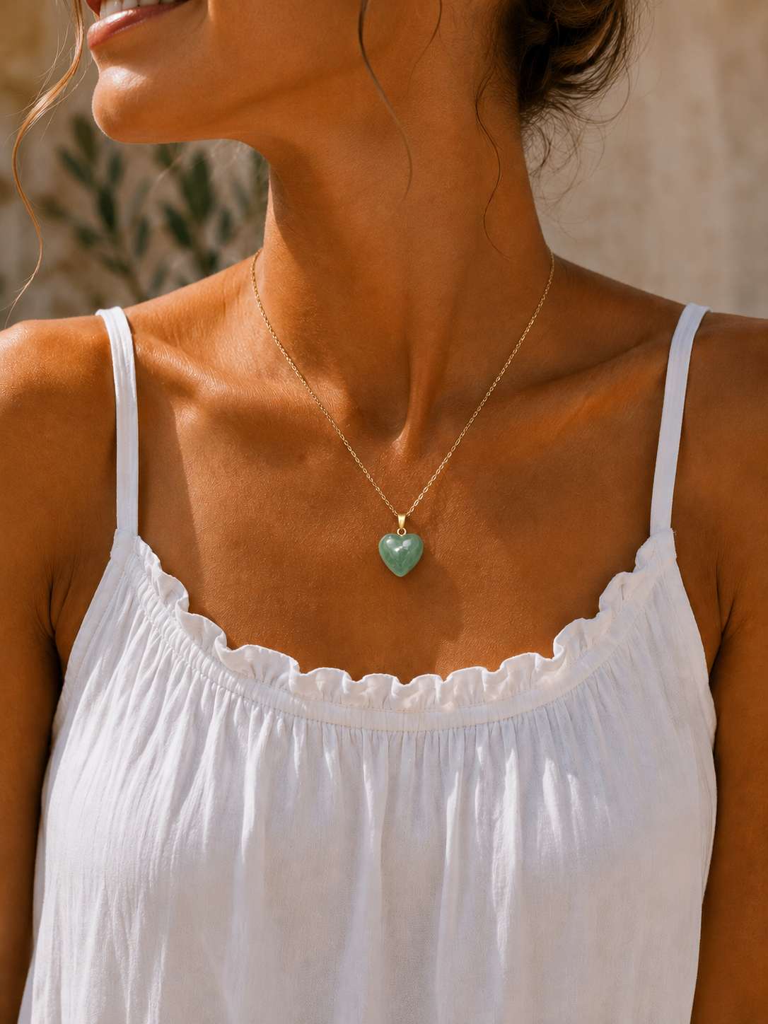 Collier Laia Pierre naturelle/Cœur - Jade vert