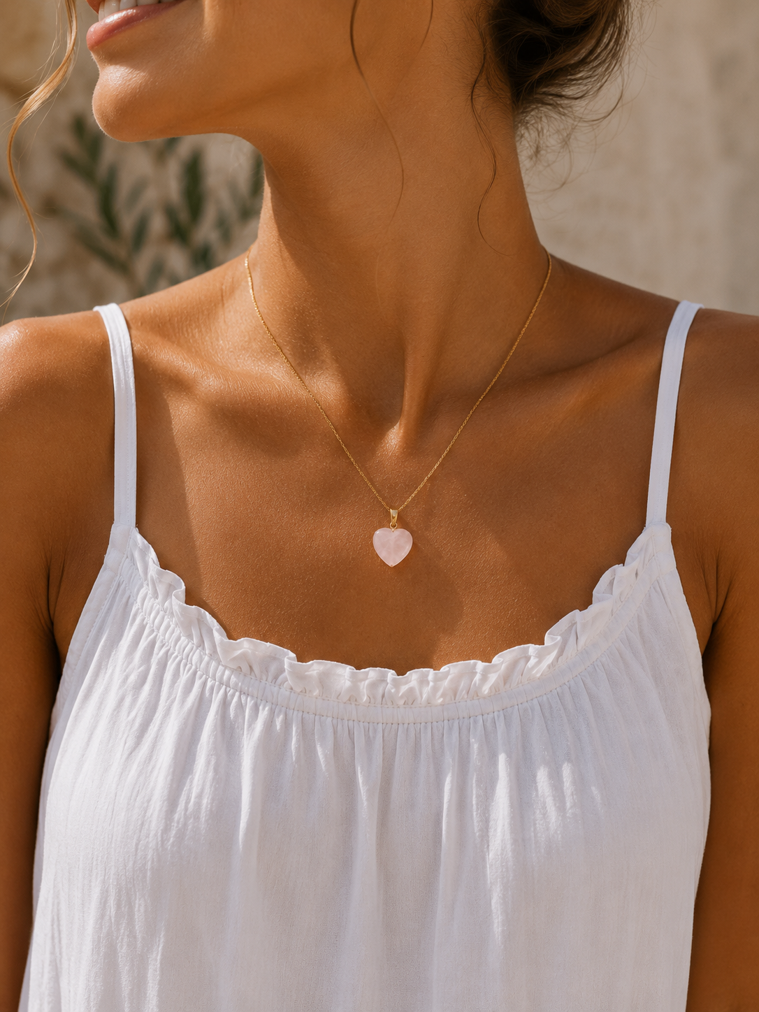Collier Laia Pierre naturelle/Cœur - Rose poudré