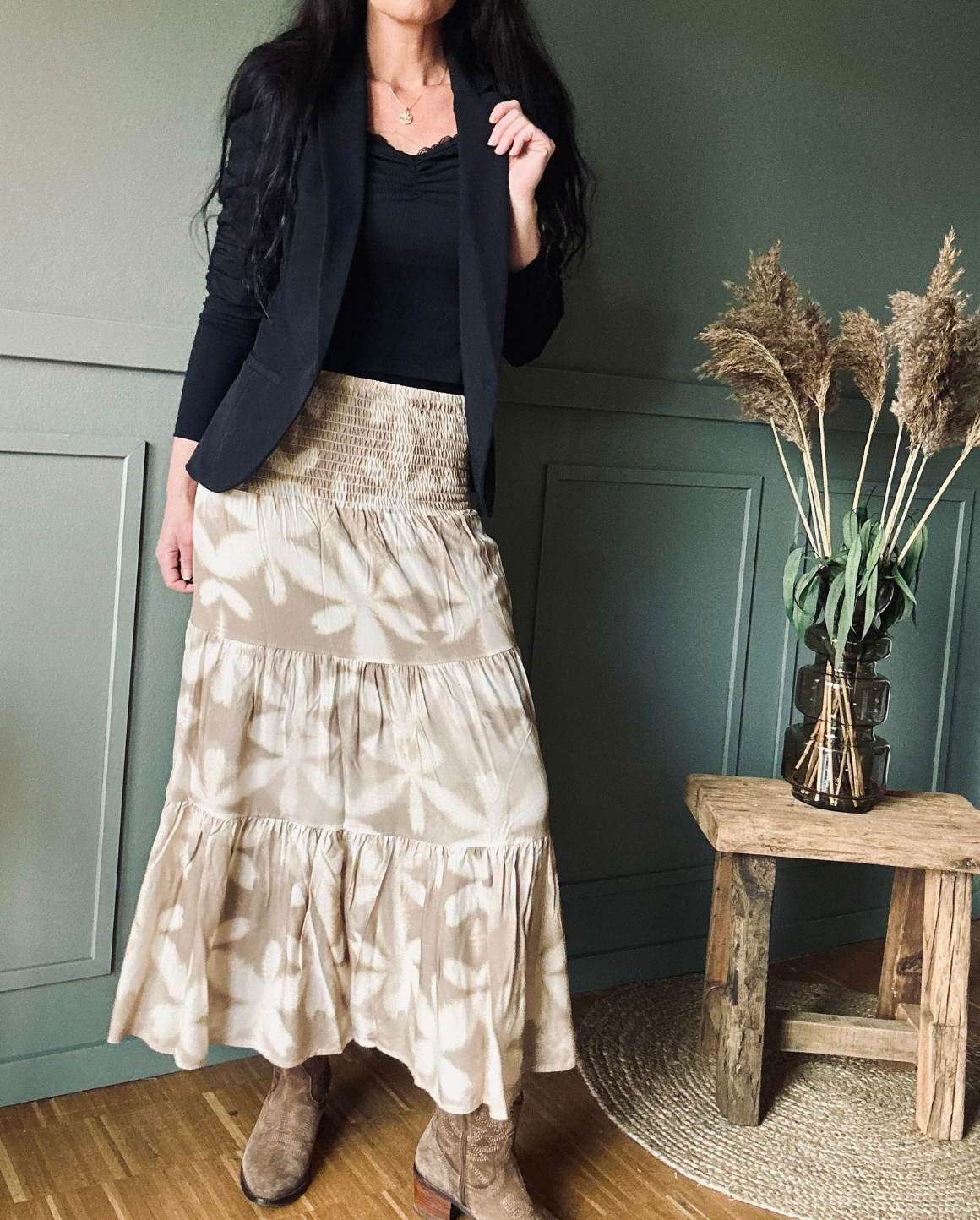 Jupe Boho Leaf beige