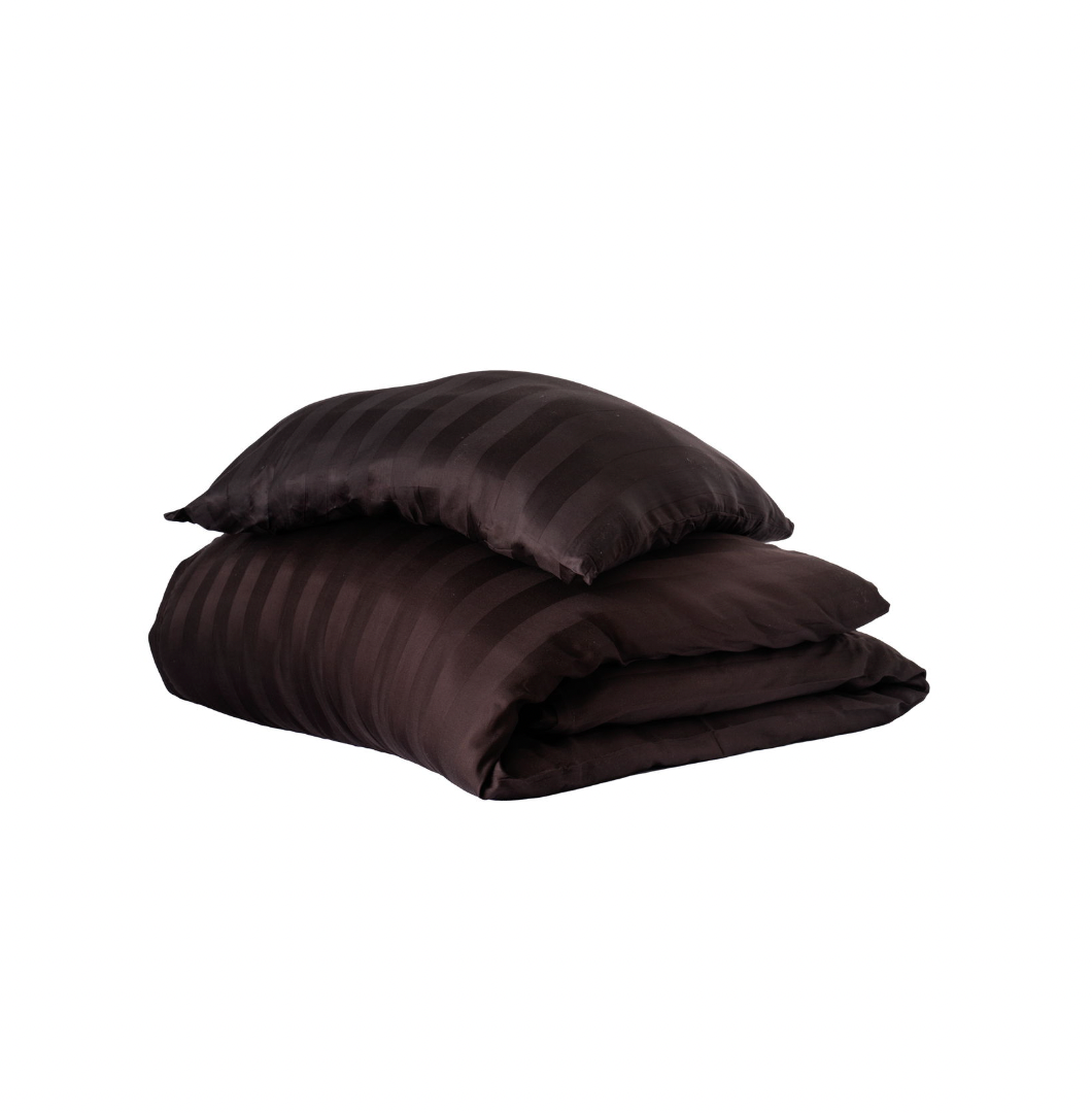 Parure de lit en satin de bambou, marron, 140x200 - 63x60