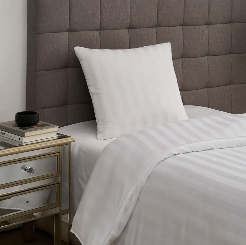 Parure de lit en satin de bambou, blanc, 140x220 - 63x60