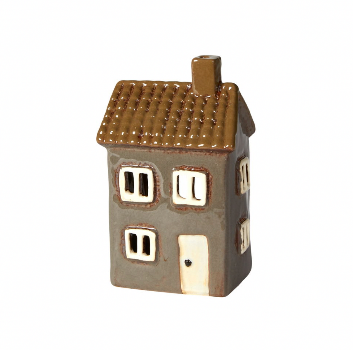 Maison-lanterne en céramique - Marron
