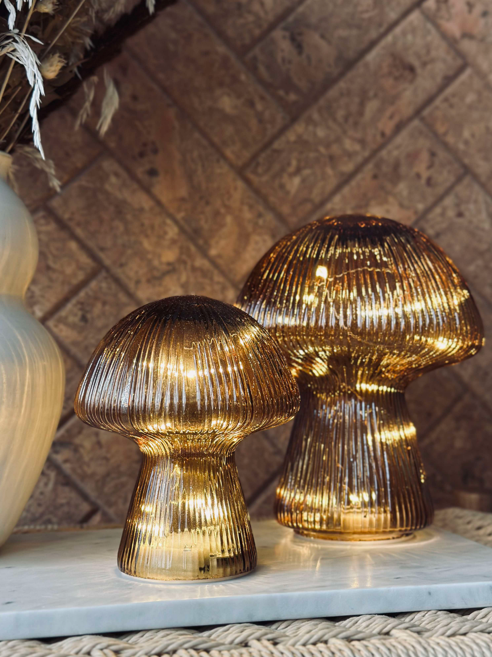 Mushroom à rainures 20cm - Doré