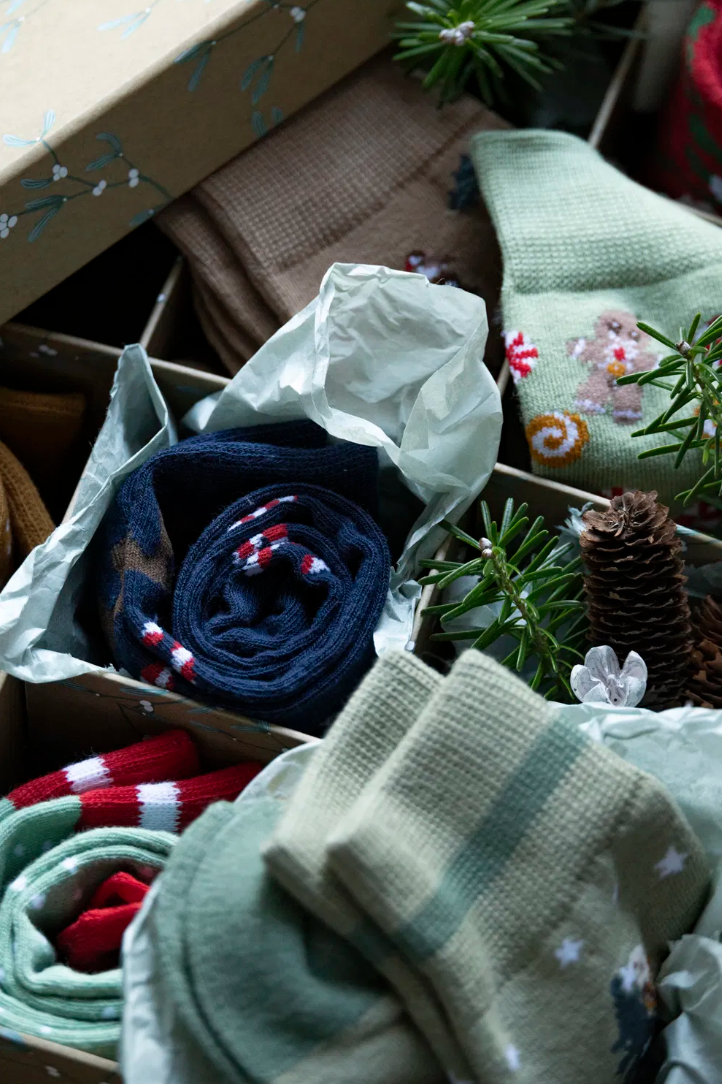 Chaussettes motif de Noël bleu - T. 42-46