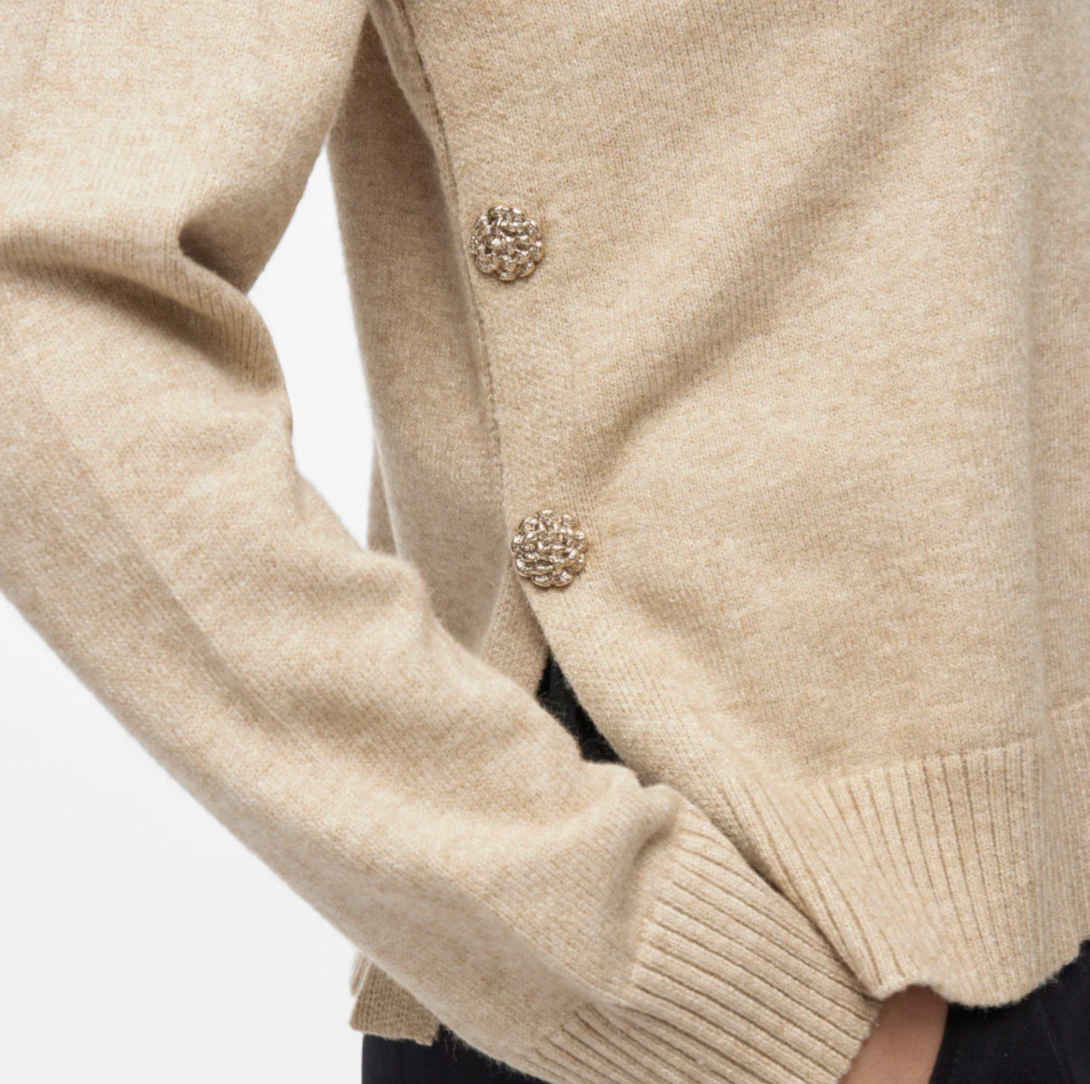 Pull avec de jolis boutons - Beige