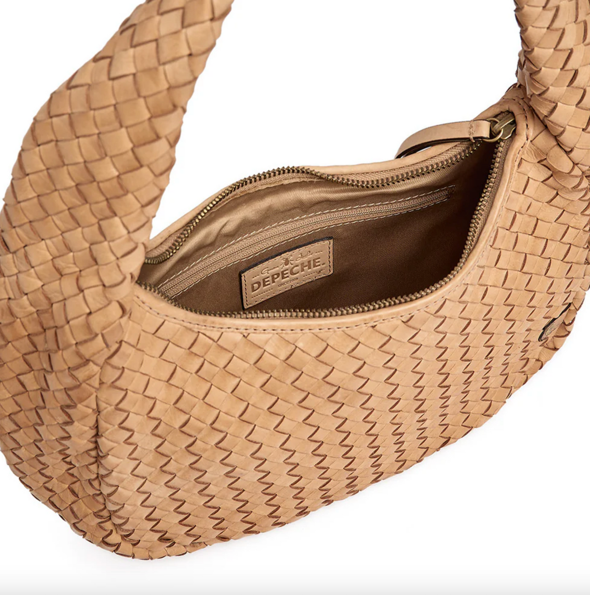 Élégant sac bandoulière tressé à la main - Sable