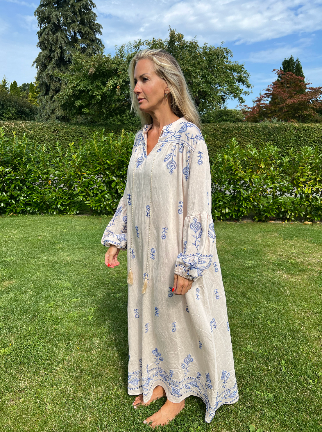 Robe Bohème - Beige / blue